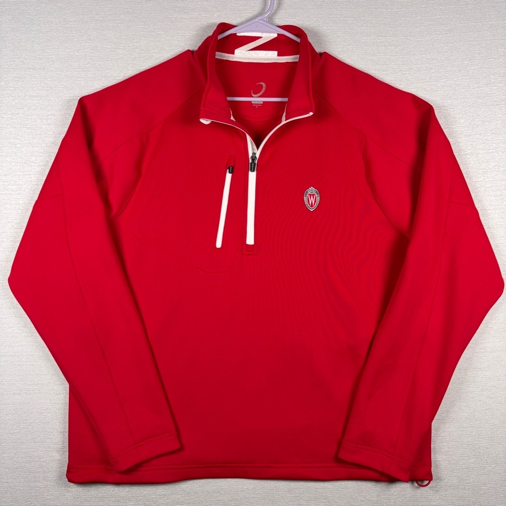 Zero Restriction Tour Series 1/4 Zip Pullover Mens XL Red U of Wisconsin Madison